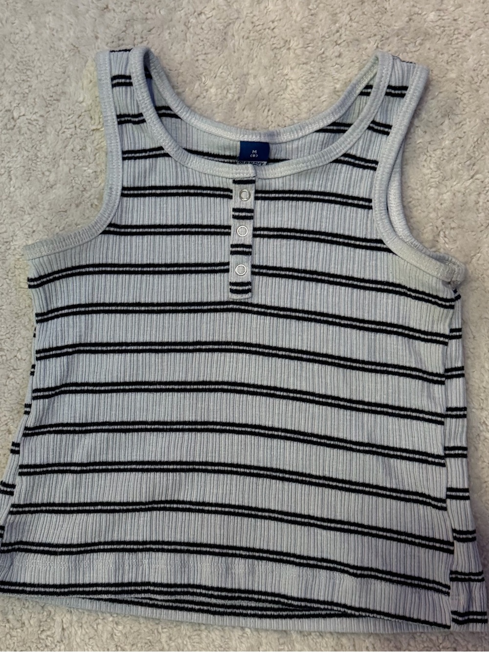 Old Navy Juniors Ribbed Striped Henley Tank - White & Black